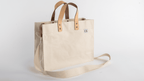 THE COMMUTER TOTE, 100% Cotton Canvas Tote with Genuine Leather Handles and Removable Strap - GALE STUDIO - Bags & Wallets -
