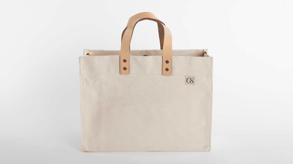 THE COMMUTER TOTE, 100% Cotton Canvas Tote with Genuine Leather Handles and Removable Strap - GALE STUDIO - Bags & Wallets -