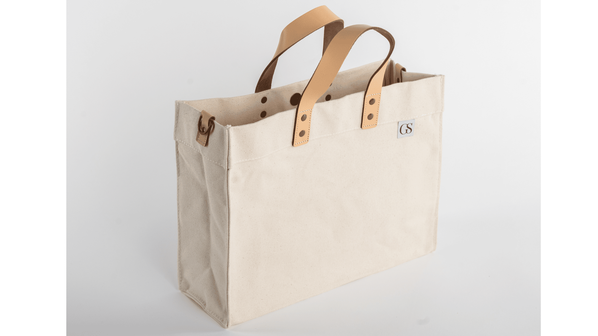 THE COMMUTER TOTE, 100% Cotton Canvas Tote with Genuine Leather Handles and Removable Strap - GALE STUDIO - Bags & Wallets -