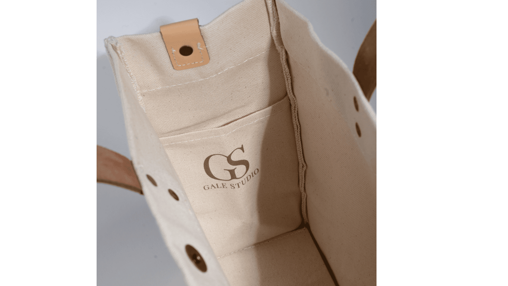 THE COMMUTER TOTE, 100% Cotton Canvas Tote with Genuine Leather Handles and Removable Strap - GALE STUDIO - Bags & Wallets -