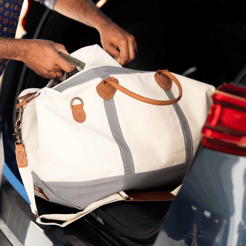 THE UPSTATE DUFFLE, 100% Cotton Canvas & Genuine Leather Duffle with Removable Strap - GALE STUDIO - Bags & Wallets -